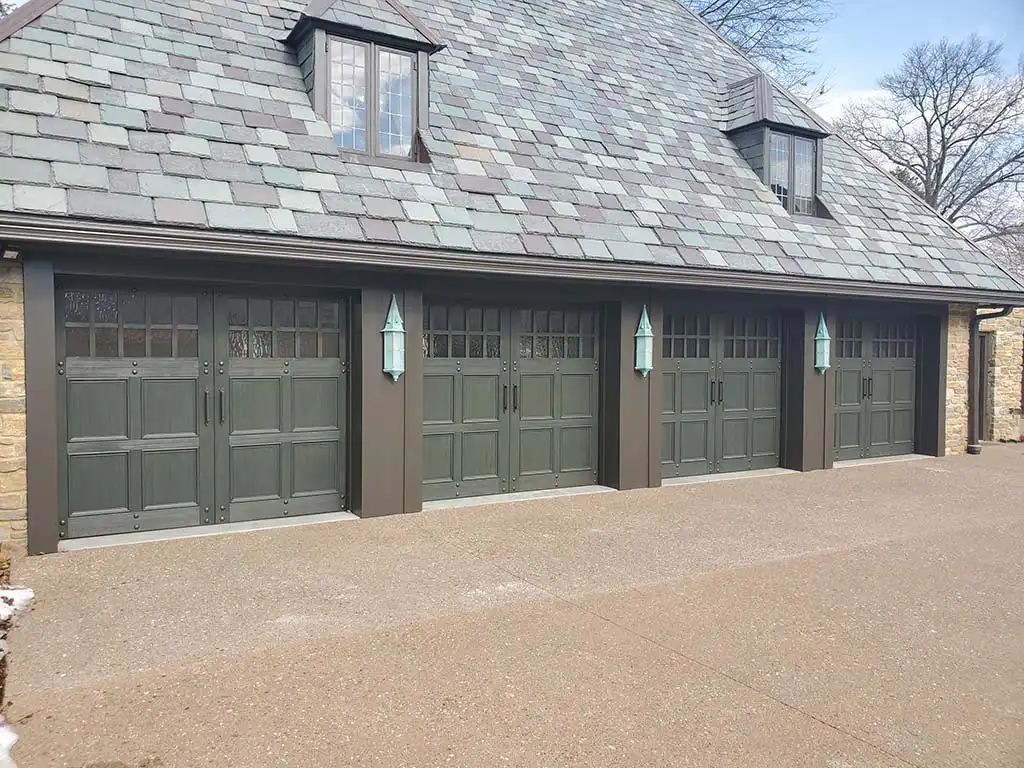 Four swing out garage doors