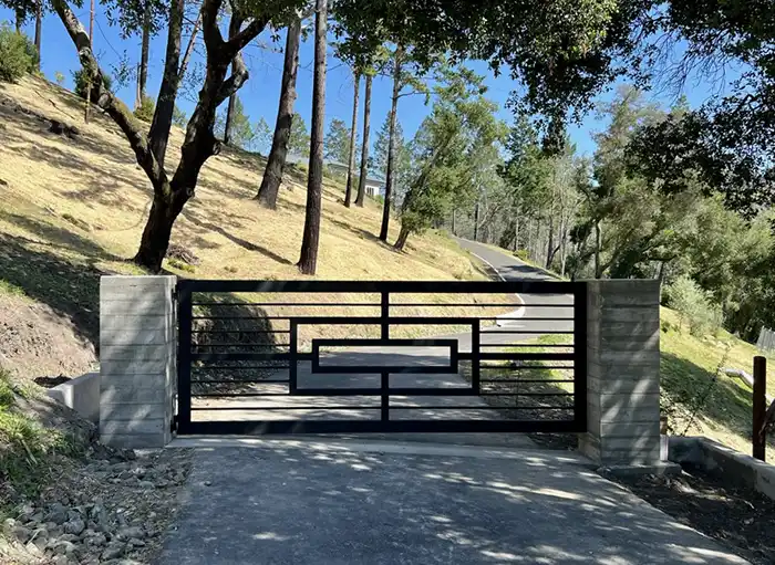 Driveway gate installation on a rural property 